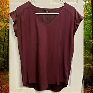 Burgundy Express silk V-neck Blouse